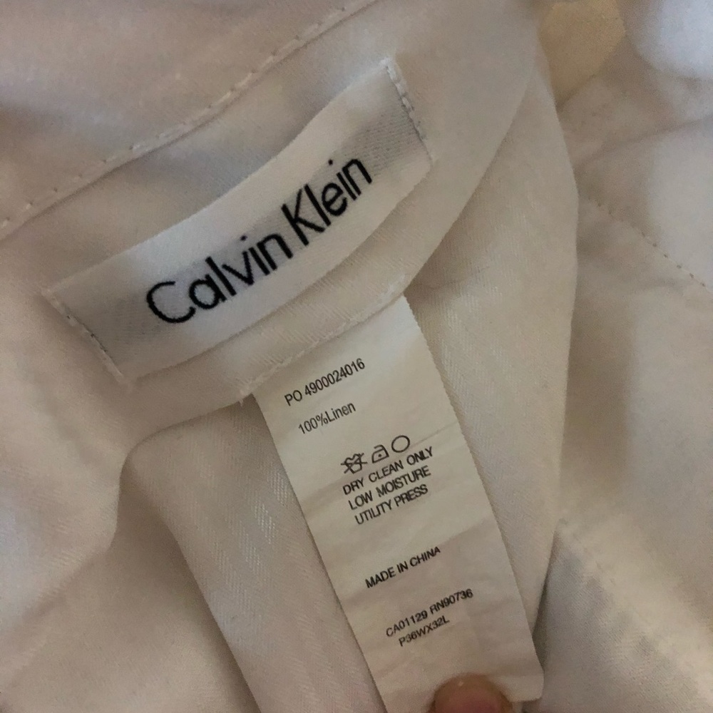 Men’s off white Calvin Klein linen pants 36/32
